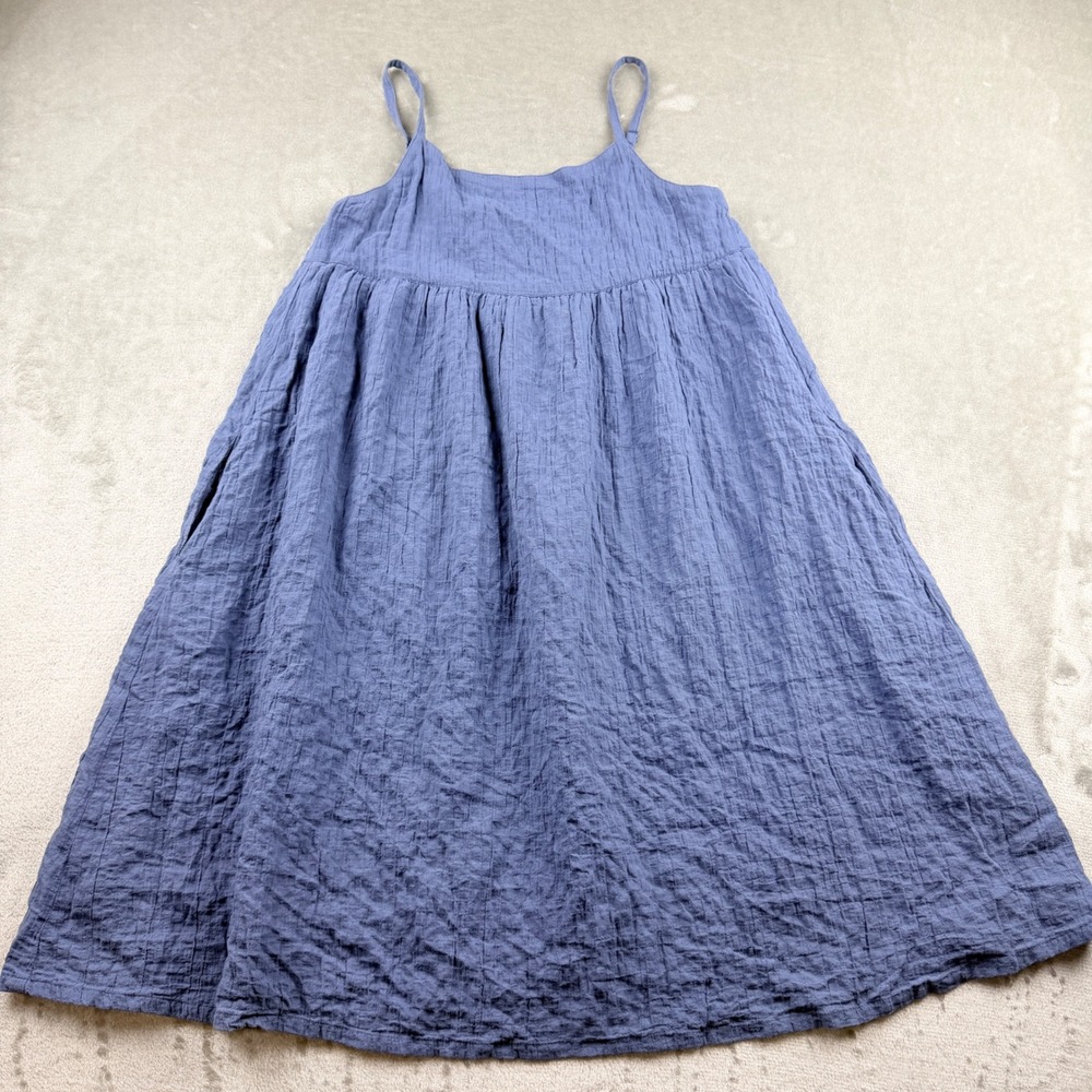 Uniqlo‎ Kids Blue Crinkle Gauze Cami Dress 140 Girls Summer Sleeveless Midi